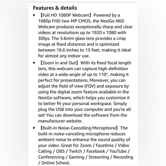 ⭐️NexiGo N60 1080P Webcam with added features⭐️ - Picture 9 of 11